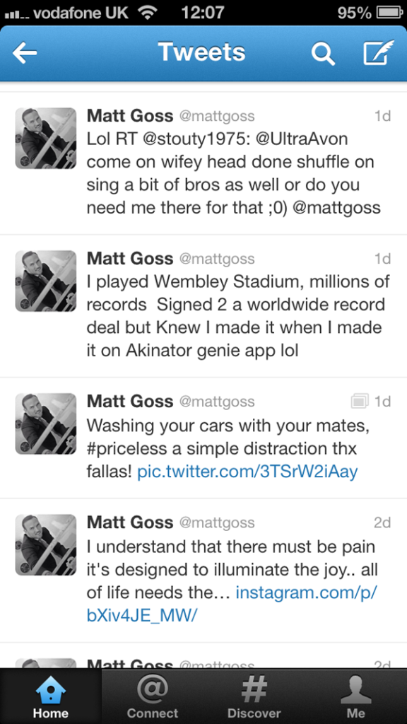 2013 Matt Goss Tweet
